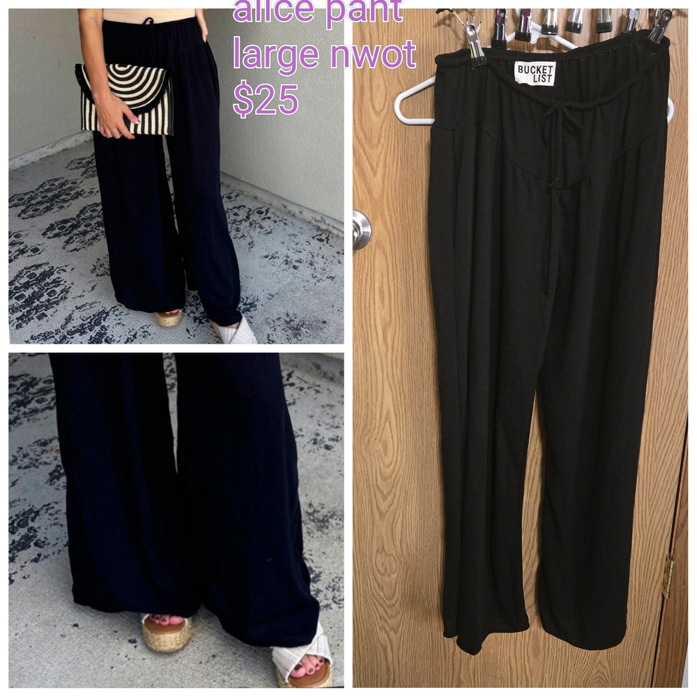 BUCKETLIST Women's Elegant Black Wide Leg Pants